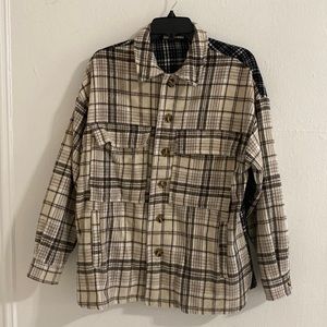 Contrast plaid mixed shacket